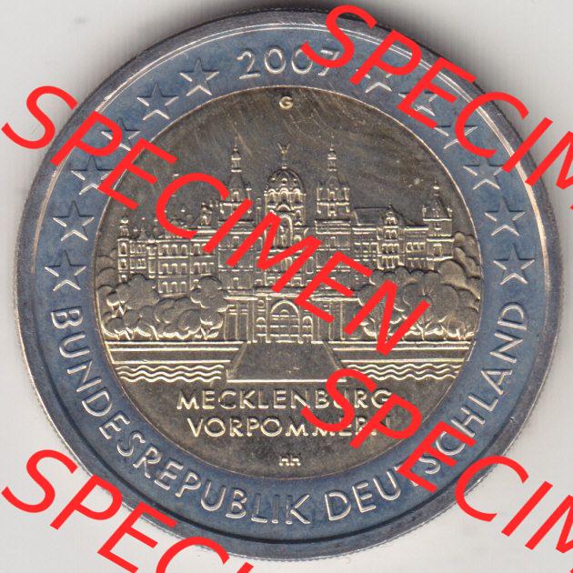 BRD-Deutschland 2 Euro Gedenkmünze 2007, 2 Euro Gedenkmünze 2007 Mecklenburg Vorpommern Münzzeichen G in 600DPI, die deutschen 2 Euro Gedenkmünzen 2007 stehen als Digitale... Sammlung