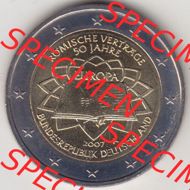 BRD-Deutschland 2 Euro Gedenkmünze 2007, 2 Euro Gedenkmünze 2007 50 Jahre Römische Verträge Münzzeichen A in 600DPI, die deutschen 2 Euro Gedenkmünzen 2007 stehen... Sammlung