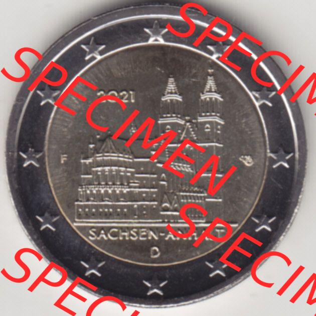 BRD-Deutschland 2 Euro Gedenkmünze 2021, 2 Euro Gedenkmünze 2021 Sachsen-Anhalt Münzzeichen F in 600DPI, die deutschen 2 Euro Gedenkmünzen 2021 stehen als Digitale Bilder... Sammlung