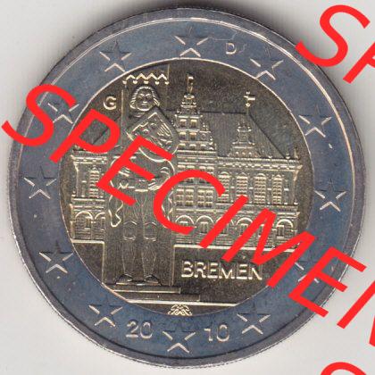 BRD-Deutschland 2 Euro Gedenkmünze 2010, 2 Euro Gedenkmünze Bremen Münzzeichen D in 400DPI, die deutschen 2 Euro Gedenkmünzen 2010 stehen als Digitale Bilder zum herunterladen... Sammlung