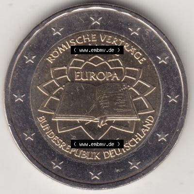 BRD-Deutschland 2 Euro Gedenkmünze 2007, 2 Euro Gedenkmünze 2007 50 Jahre Römische Verträge Münzzeichen F in 800DPI, die deutschen 2 Euro Gedenkmünzen 2007 stehen... Sammlung