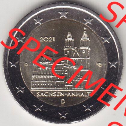BRD-Deutschland 2 Euro Gedenkmünze 2021, 2 Euro Gedenkmünze 2021 Sachsen-Anhalt Münzzeichen D in 400DPI, die deutschen 2 Euro Gedenkmünzen 2021 stehen als Digitale Bilder... Sammlung