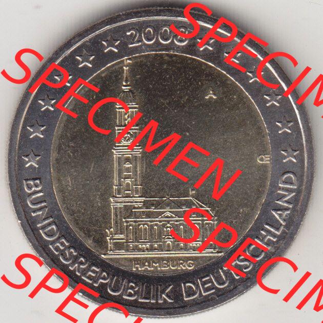 BRD-Deutschland 2 Euro Gedenkmünze 2008, 2 Euro Gedenkmünze 2008 Hamburg Münzzeichen A in 600DPI, die deutschen 2 Euro Gedenkmünzen 2008 stehen als Digitale Bilder zum herunterladen... Sammlung