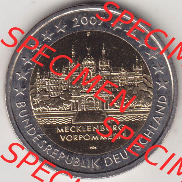 BRD-Deutschland 2 Euro Gedenkmünze 2007, 2 Euro Gedenkmünze 2007 Mecklenburg Vorpommern Münzzeichen F in 600DPI, die deutschen 2 Euro Gedenkmünzen 2007 stehen als Digitale... Sammlung