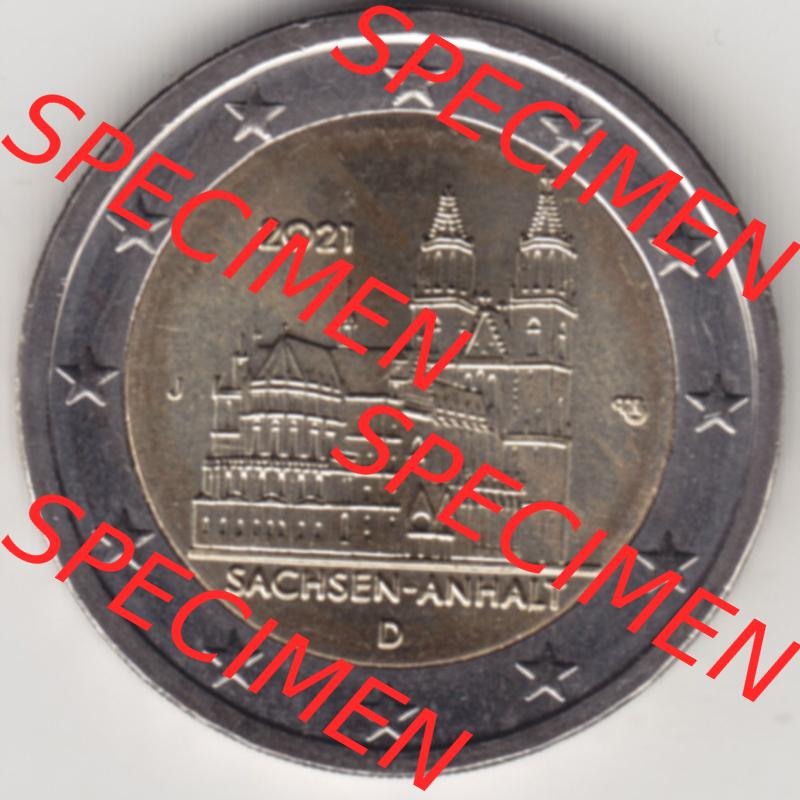 BRD-Deutschland 2 Euro Gedenkmünze 2021, 2 Euro Gedenkmünze 2021 Sachsen-Anhalt Münzzeichen J in 1200DPI, die deutschen 2 Euro Gedenkmünzen 2021 stehen als Digitale Bilder... Sammlung