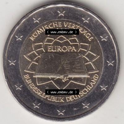 BRD-Deutschland 2 Euro Gedenkmünze 2007, 2 Euro Gedenkmünze 2007 50 Jahre Römische Verträge Münzzeichen F in 400DPI, die deutschen 2 Euro Gedenkmünzen 2007 stehen... Sammlung
