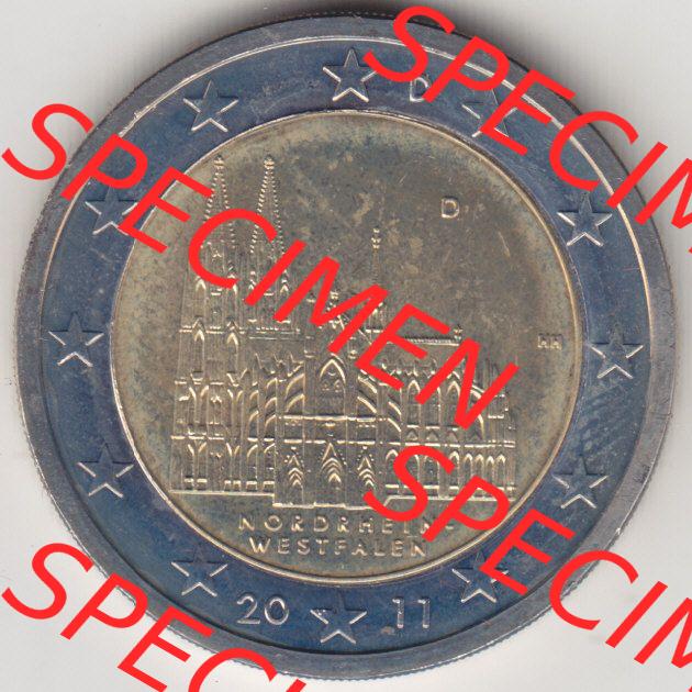 BRD-Deutschland 2 Euro Gedenkmünze 2011, 2 Euro Gedenkmünze 2011 Nordrhein-Westfalen Münzzeichen D in 600DPI, die deutschen 2 Euro Gedenkmünzen 2011 stehen als Digitale... Sammlung