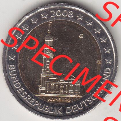 BRD-Deutschland 2 Euro Gedenkmünze 2008, 2 Euro Gedenkmünze 2008 Hamburg Münzzeichen G in 400DPI, die deutschen 2 Euro Gedenkmünzen 2008 stehen als Digitale Bilder zum herunterladen... Sammlung