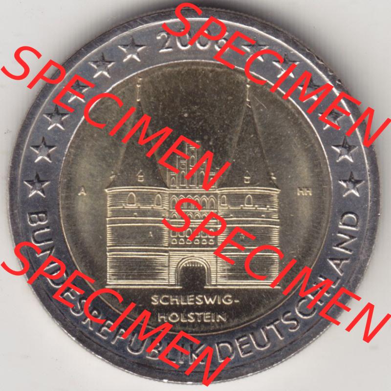 BRD-Deutschland 2 Euro Gedenkmünze 2006, 2 Euro Gedenkmünze 2006, Schleswig-Holstein Münzzeichen A in 800DPI, die deutschen 2 Euro Gedenkmünzen 2006 stehen als Digitale... Sammlung