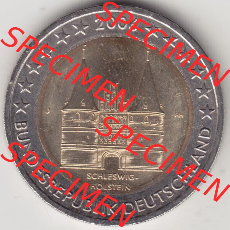 BRD-Deutschland 2 Euro Gedenkmünze 2006, 2 Euro Gedenkmünze 2006, Schleswig-Holstein Münzzeichen J in 1200DPI, die deutschen 2 Euro Gedenkmünzen 2006 stehen als Digitale... Sammlung