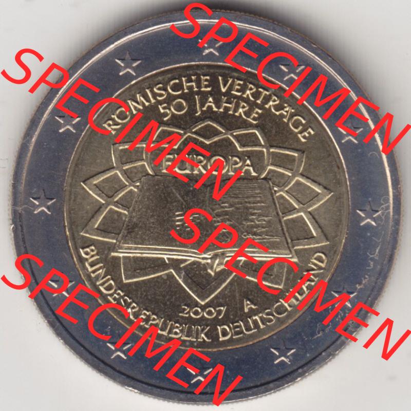 BRD-Deutschland 2 Euro Gedenkmünze 2007, 2 Euro Gedenkmünze 2007 50 Jahre Römische Verträge Münzzeichen A in 800DPI, die deutschen 2 Euro Gedenkmünzen 2007 stehen... Sammlung
