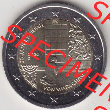 BRD-Deutschland 2 Euro Gedenkmünze 2020, 2 Euro Gedenkmünze 2020, 50 Jahre Kniefall von Warschau Münzzeichen D in 400DPI, die deutschen 2 Euro Gedenkmünzen 2020 als... Sammlung