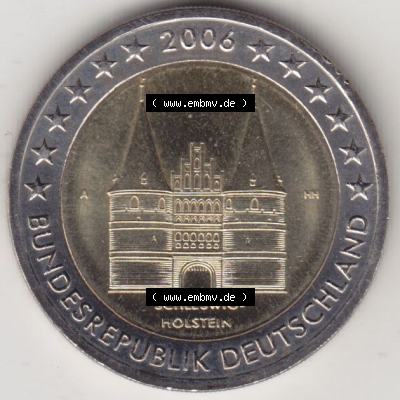 BRD-Deutschland 2 Euro Gedenkmünze 2006, 2 Euro Gedenkmünze 2006, Schleswig-Holstein Münzzeichen A in 600DPI, die deutschen 2 Euro Gedenkmünzen 2006 stehen als Digitale... Sammlung