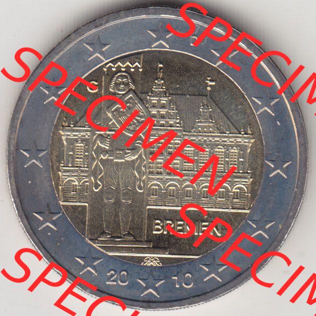BRD-Deutschland 2 Euro Gedenkmünze 2010, 2 Euro Gedenkmünze Bremen Münzzeichen D in 600DPI, die deutschen 2 Euro Gedenkmünzen 2010 stehen als Digitale Bilder zum herunterladen... Sammlung