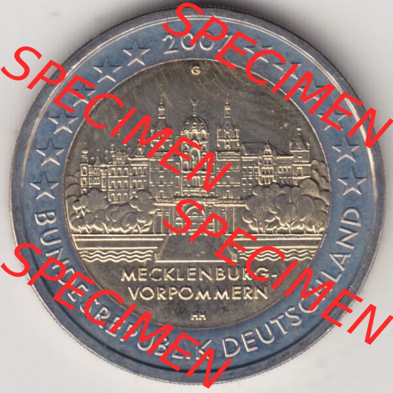 BRD-Deutschland 2 Euro Gedenkmünze 2007, 2 Euro Gedenkmünze 2007 Mecklenburg Vorpommern Münzzeichen G in 800DPI, die deutschen 2 Euro Gedenkmünzen 2007 stehen als Digitale... Sammlung