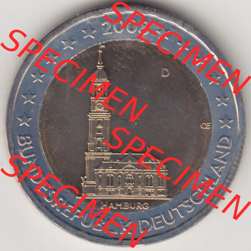 BRD-Deutschland 2 Euro Gedenkmünze 2008, 2 Euro Gedenkmünze 2008 Hamburg Münzzeichen D in 800DPI, die deutschen 2 Euro Gedenkmünzen 2008 stehen als Digitale Bilder zum herunterladen... Sammlung