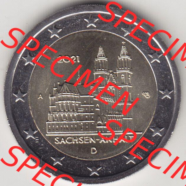 BRD-Deutschland 2 Euro Gedenkmünze 2021, 2 Euro Gedenkmünze 2021 Sachsen-Anhalt Münzzeichen A in 600DPI, die deutschen 2 Euro Gedenkmünzen 2021 stehen als Digitale Bilder... Sammlung