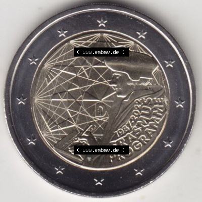BRD-Deutschland 2 Euro Gedenkmünze 2022, 2 Euro Gedenkmünze 2022, 35 Jahre Erasmus-Programm Münzzeichen F in 400DPI, die deutschen 2 Euro Gedenkmünzen 2022 als Digitale... Sammlung