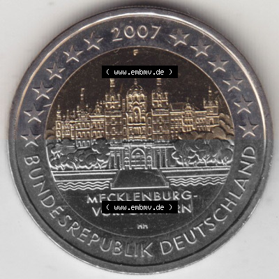 BRD-Deutschland 2 Euro Gedenkmünze 2007, 00600 2 Euro Gedenkmünze 2007 Mecklenburg Vorpommern Münzzeichen F in 600DPI, die... Sammlung