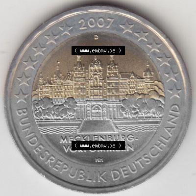 BRD-Deutschland 2 Euro Gedenkmünze 2007, 00600 2 Euro Gedenkmünze 2007 Mecklenburg Vorpommern Münzzeichen D in 600DPI, die... Sammlung