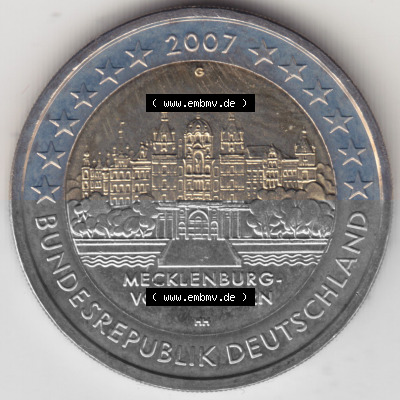 BRD-Deutschland 2 Euro Gedenkmünze 2007, 01200 2 Euro Gedenkmünze 2007 Mecklenburg Vorpommern Münzzeichen G in 1200DPI. Hier... Sammlung