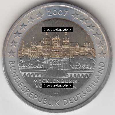 BRD-Deutschland 2 Euro Gedenkmünze 2007, 00600 2 Euro Gedenkmünze 2007 Mecklenburg Vorpommern Münzzeichen J in 600DPI, die... Sammlung