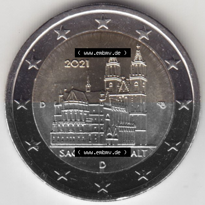 BRD-Deutschland 2 Euro Gedenkmünze 2021, 00600 2 Euro Gedenkmünze 2021 Sachsen-Anhalt Münzzeichen D in 600DPI, die deutschen... Sammlung