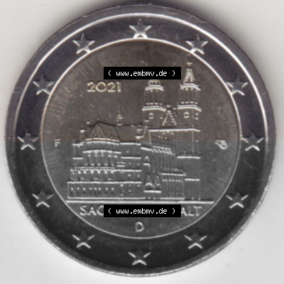 BRD-Deutschland 2 Euro Gedenkmünze 2021, 00600 2 Euro Gedenkmünze 2021 Sachsen-Anhalt Münzzeichen F in 600DPI, die deutschen... Sammlung