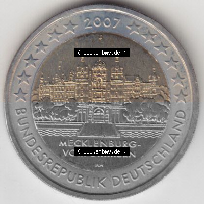 BRD-Deutschland 2 Euro Gedenkmünze 2007, 00400 2 Euro Gedenkmünze 2007 Mecklenburg Vorpommern Münzzeichen J in 400DPI, die... Sammlung