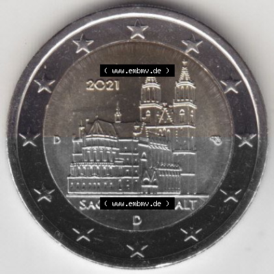 BRD-Deutschland 2 Euro Gedenkmünze 2021, 00400 2 Euro Gedenkmünze 2021 Sachsen-Anhalt Münzzeichen D in 400DPI, die deutschen... Sammlung