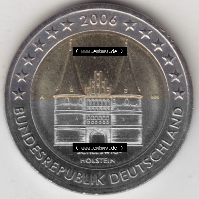 BRD-Deutschland 2 Euro Gedenkmünze 2006, 00400 2 Euro Gedenkmünze 2006, Schleswig-Holstein Münzzeichen A in 400DPI, die deutschen... Sammlung