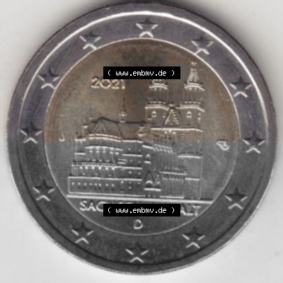 BRD-Deutschland 2 Euro Gedenkmünze 2021, 00400 2 Euro Gedenkmünze 2021 Sachsen-Anhalt Münzzeichen J in 400DPI, die deutschen... Sammlung