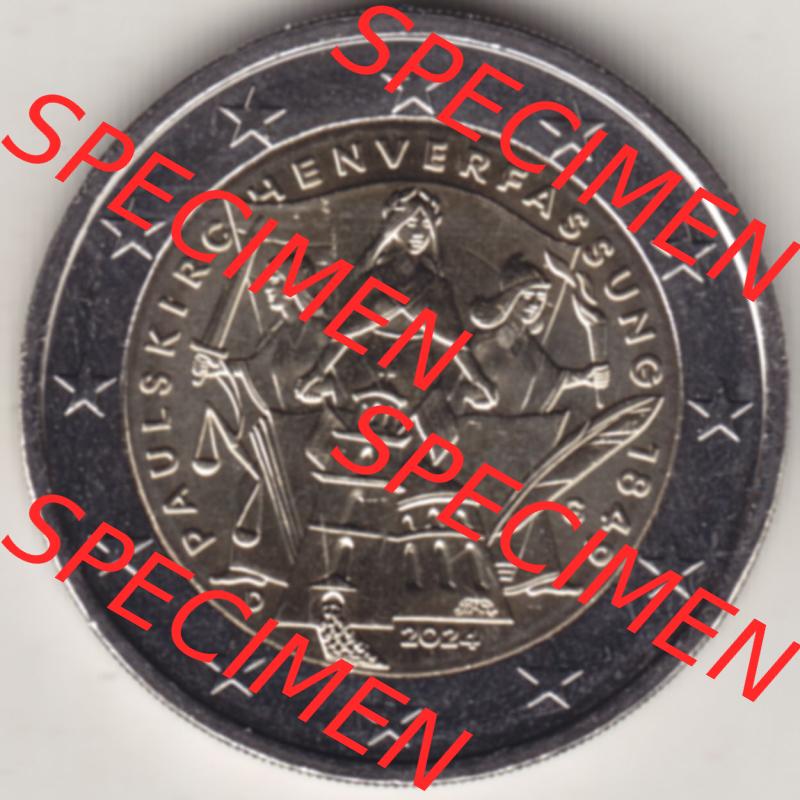 Deutschland 2024, G 175. Jubiläum Paulskirchenverfassung. Motivseite der 2 Euro Gedenkmünze aus Deutschland als digitales Bild, Bildmaterial zu herunterladen.... Sammlung
