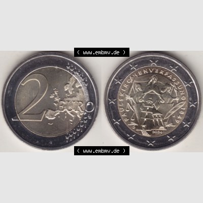 Deutschland 2024, J 175. Jubiläum Paulskirchenverfassung. Nominalwert-Seite und Motiv-Seite der 2 Euro Gedenkmünze aus Deutschland als digitales Bild, Bildmaterial zu... Sammlung
