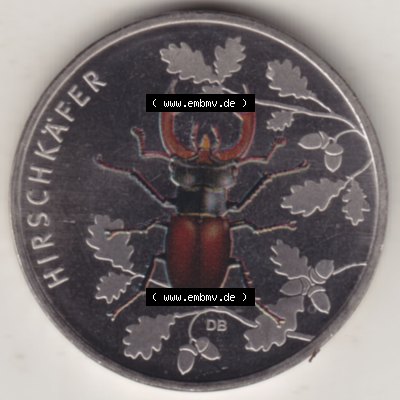 Deutschland 2024, D 5 Euro Hirschkäfer. 5 Euro Münze, Gedenkmünze Hirschkäfer aus der deutschen Serie Wunderwelt Insekten. Sammlung