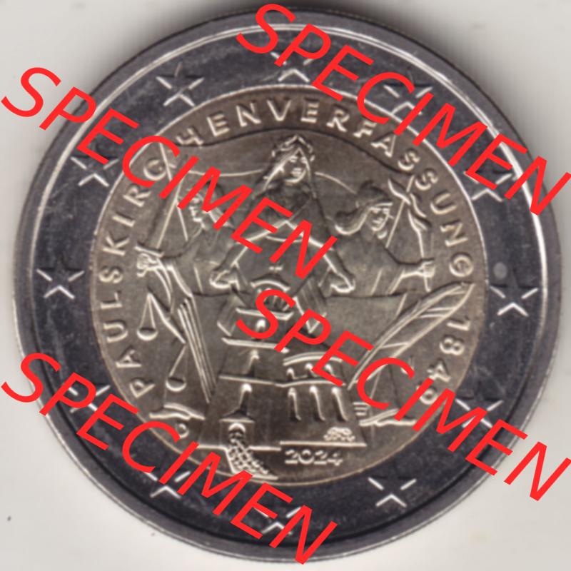 Deutschland 2024, J 175. Jubiläum Paulskirchenverfassung. Motivseite der 2 Euro Gedenkmünze aus Deutschland als digitales Bild, Bildmaterial zu herunterladen.... Sammlung