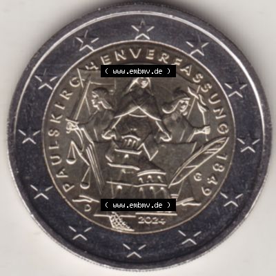 Deutschland 2024, G 175. Jubiläum Paulskirchenverfassung. Motivseite der 2 Euro Gedenkmünze aus Deutschland als digitales Bild, Bildmaterial zu herunterladen.... Sammlung