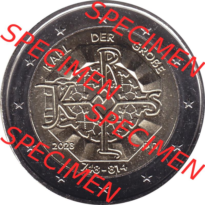 BRD-Deutschland 2 Euro Gedenkmünze 2023-2023, D Münzstätte München, Karl der Große 748-814. Digitales JPG-Bild in Farbe der 2 Euro Gedenkmünze 2023.... Sammlung