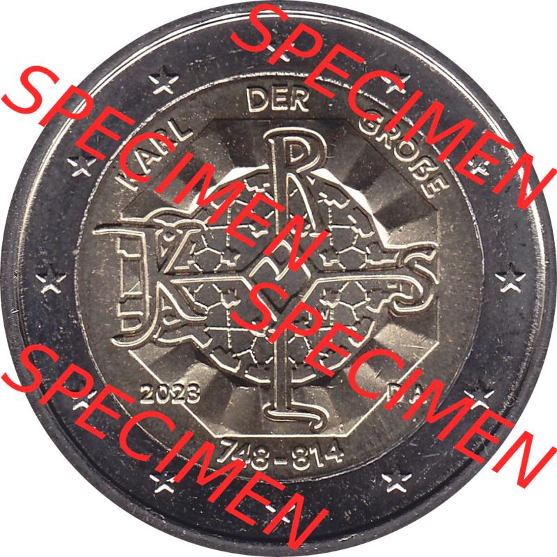 BRD-Deutschland 2 Euro Gedenkmünze 2023-2023, A Münzstätte Berlin, Karl der Große 748-814. Digitales JPG-Bild in Farbe der 2 Euro Gedenkmünze 2023. Das... Sammlung
