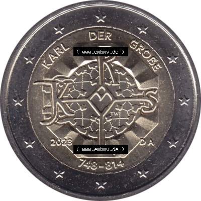 BRD-Deutschland 2 Euro Gedenkmünze 2023-2023, A Münzstätte Berlin, Karl der Große 748-814. Digitales JPG-Bild in Farbe der 2 Euro Gedenkmünze 2023. Das... Sammlung