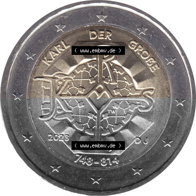 BRD-Deutschland 2 Euro Gedenkmünze 2023-2023, J Münzstätte Hamburg, Karl der Große 748-814 Sammlung
