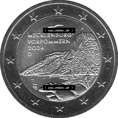 BRD-Deutschland 2 Euro Gedenkmünze 2024-2024, 2 Euro A Münzstätte Berlin, Mecklenburg-Vorpommern - Königsstuhl Graustufen Sammlung