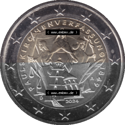 BRD-Deutschland 2 Euro Gedenkmünze 2024-2024, 2 Euro A Münzstätte Berlin, 175. Jubiläum Paulskirchenverfassung Sammlung