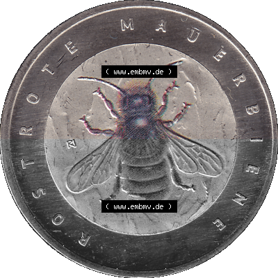 Deutschland 2023-2023, 5 Euro D Rostrote Mauerbiene, Biene Sammlung