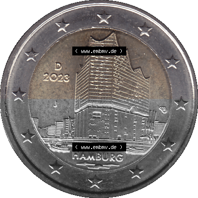 BRD-Deutschland 2 Euro Gedenkmünze 2023-2023, J Münzstätte Hamburg, Bundesland Hamburg Sammlung
