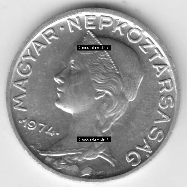 Grau bzw. s/w Umlaufmünzen Ungarn: 1953-1989 5 Filler. Vorderseite der Münze aus Ungarn als Bildmaterial für Sammler und Münzen-Webseiten hier im online Katalog und Datenbank für... Sammlung Graustufen