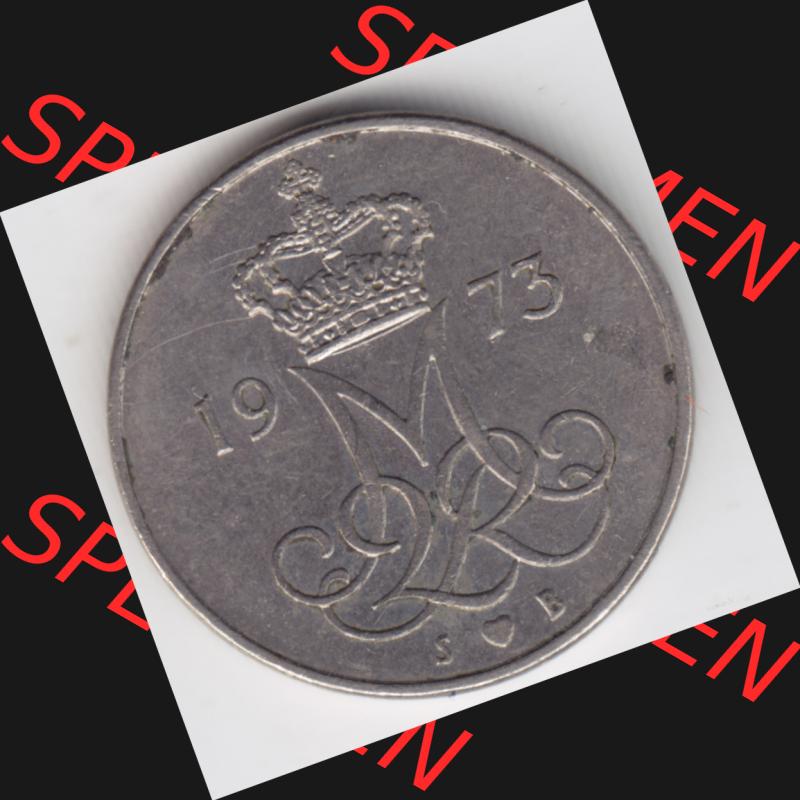 Umlaufmünzen Dänemark: 1973, 10 Öre. Rückseite der alten dänischen Umlaufmünze aus Dänemark zum katalogisieren und verwalten im Münzen-Katalog... Sammlung