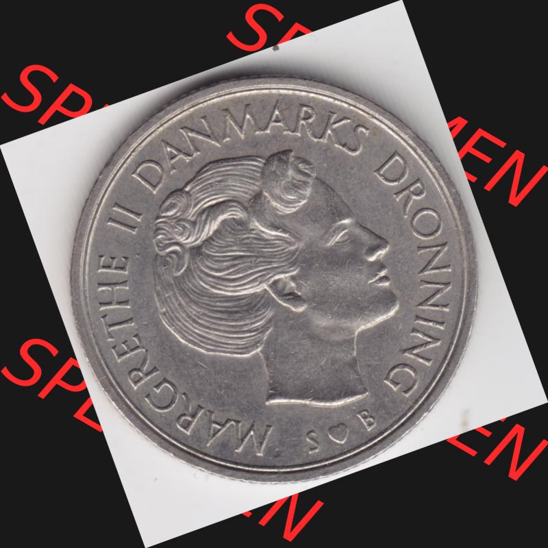 Umlaufmünzen Dänemark: 1976, 1 Krone. Rückseite der alten dänischen Umlaufmünze aus Dänemark zum katalogisieren und verwalten im Münzen-Katalog Dänemark... Sammlung