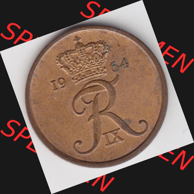 Umlaufmünzen Dänemark: 1964, 5 Öre. Rückseite der alten dänischen Umlaufmünze aus Dänemark zum katalogisieren und verwalten im Münzen-Katalog... Sammlung