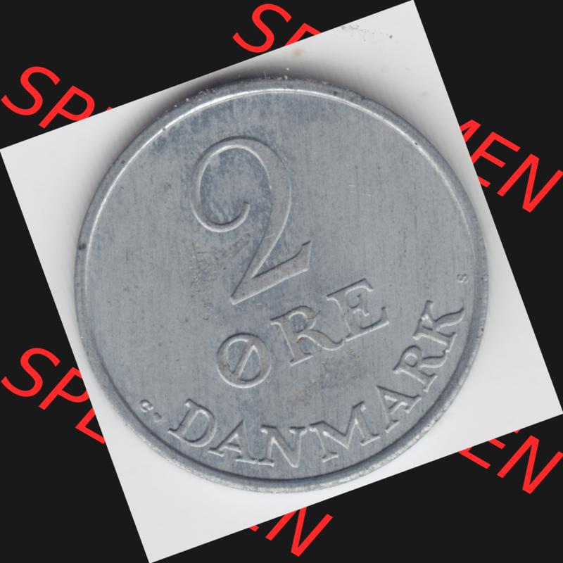 Umlaufmünzen Dänemark: 1970, 2 Öre. Vorderseite der alten dänischen Umlaufmünze aus Dänemark zum katalogisieren und verwalten im Münzen-Katalog Dänemark... Sammlung
